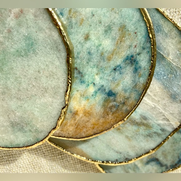 NEW Electroplated Aventurine Coaster Set (4pc) - Picture 5 of 10
